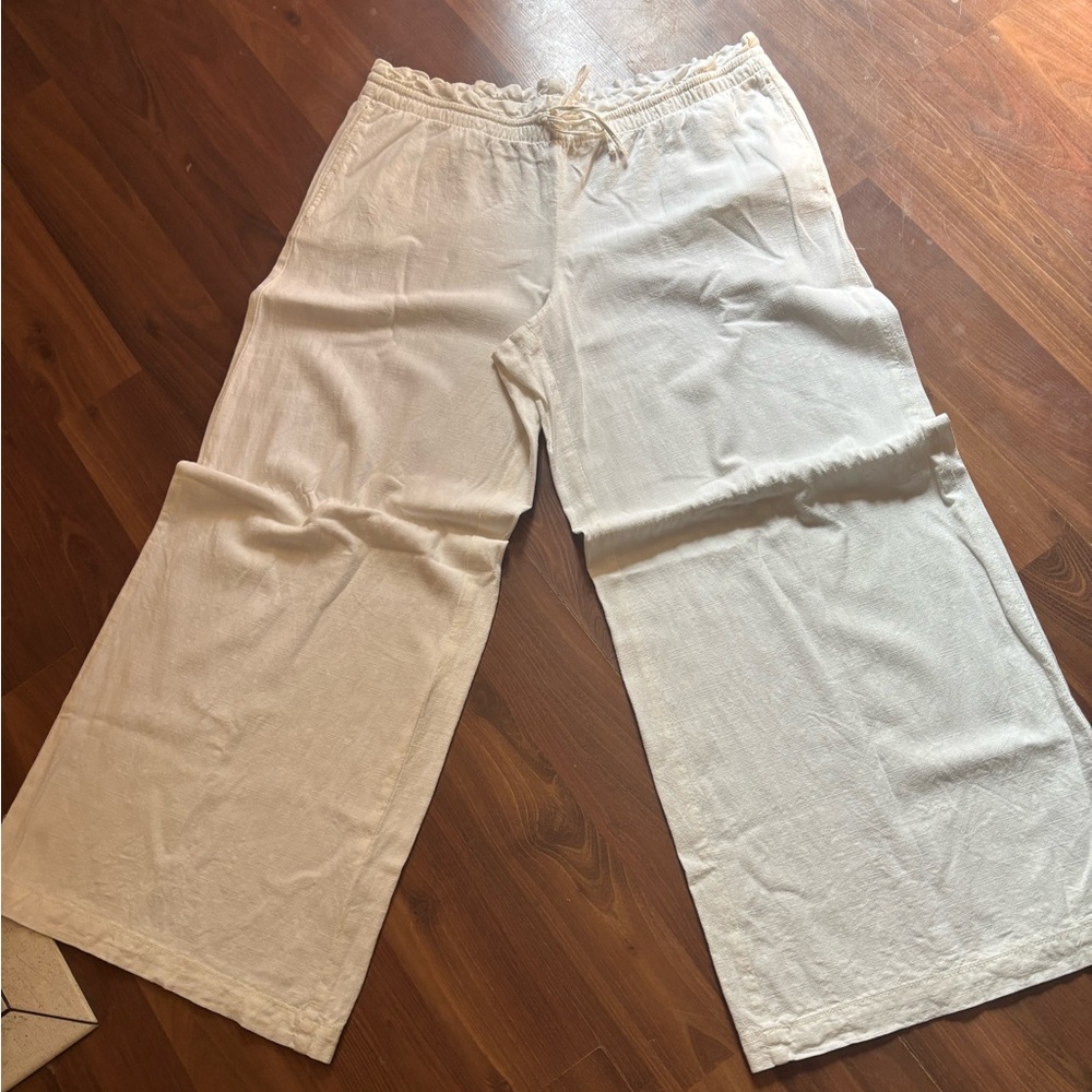 Divided Linen Blend Wide Leg Pants